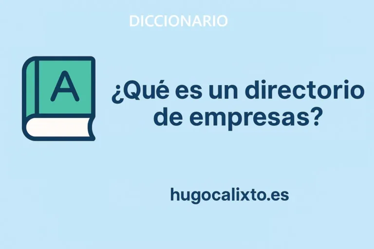 Ilustración digital con ícono azul de directorio y texto “¿Qué es un directorio de empresas?”