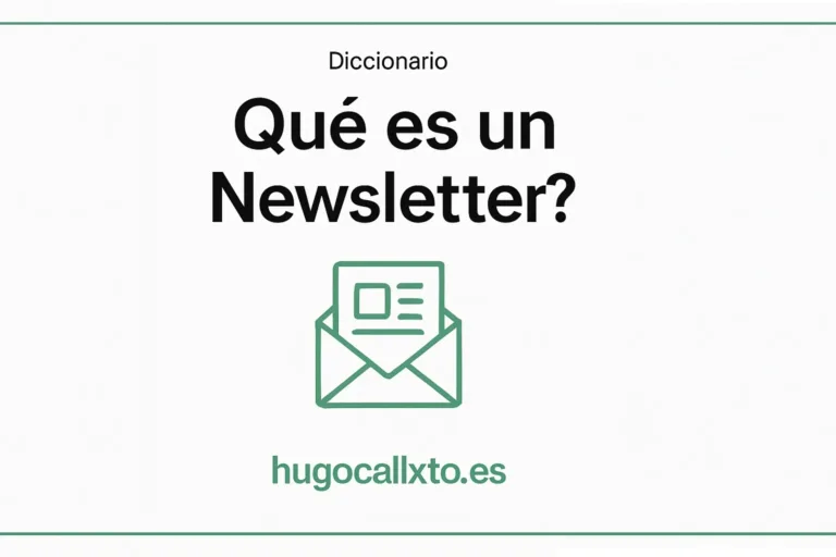 Imagen educativa sobre el concepto de newsletter con íconos y el sitio web hugocalixto.es