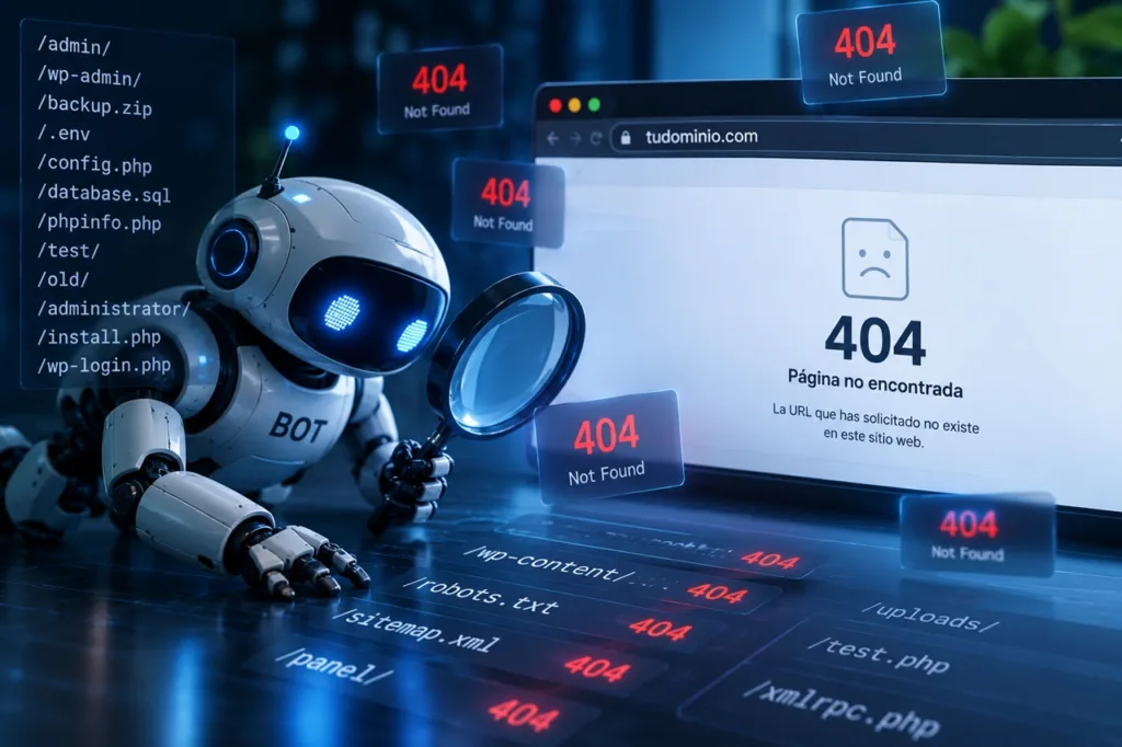 Bot escaneando URLs inexistentes de una página web y provocando errores 404
